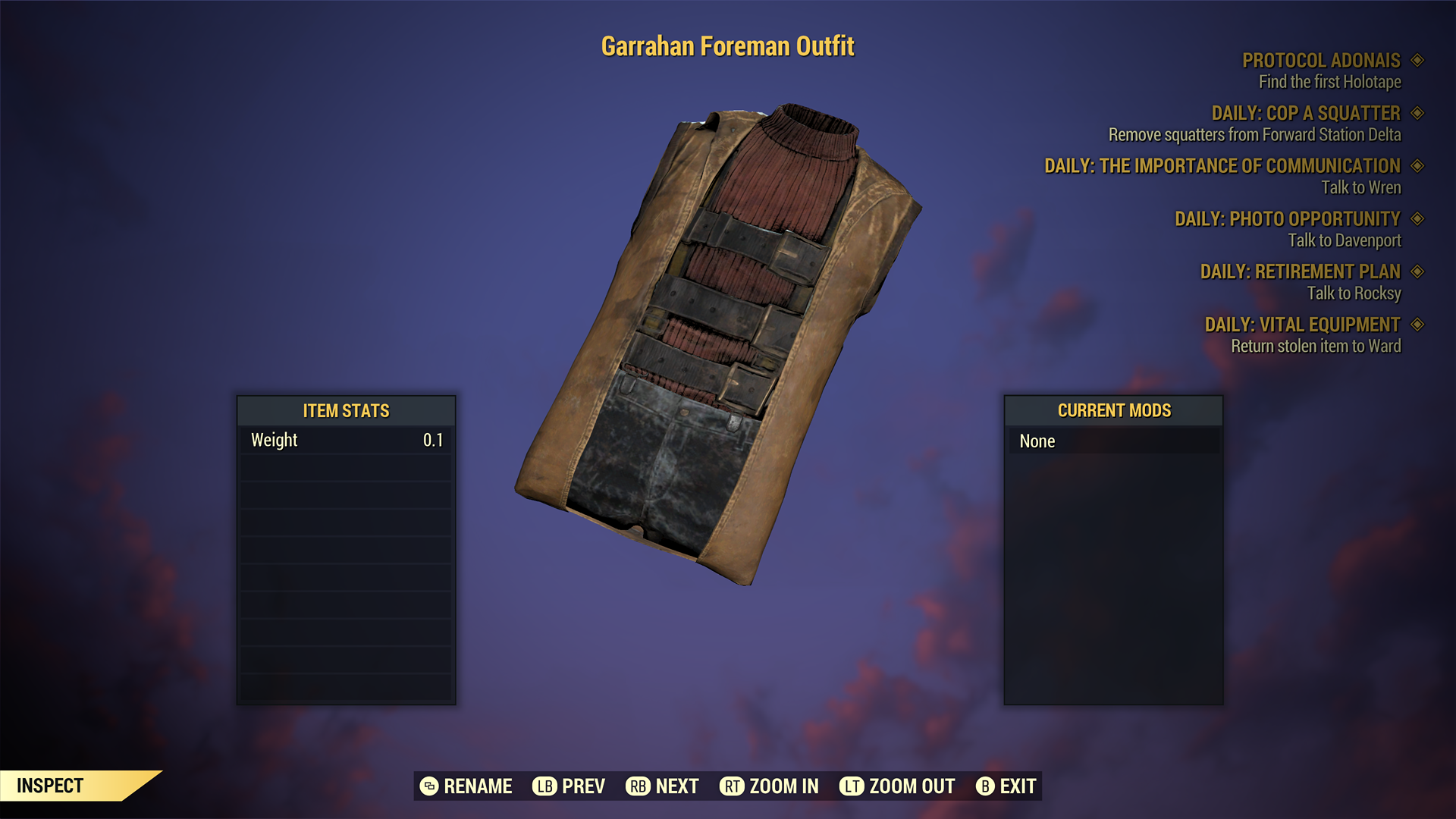 Buy [XBOX] Garrahan Foreman Outfit in FALLOUT 76 Items - Offer #25052222