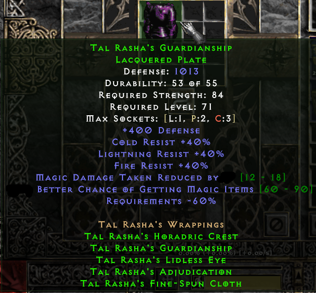 Buy Tal Rasha Guardianship Armor - in PROJECT DIABLO 2 Items - Offer ...