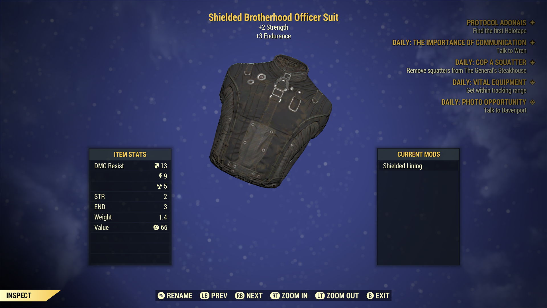 Buy [XBOX] Shielded Underarmor 4in in FALLOUT 76 Items - Offer #2429824628