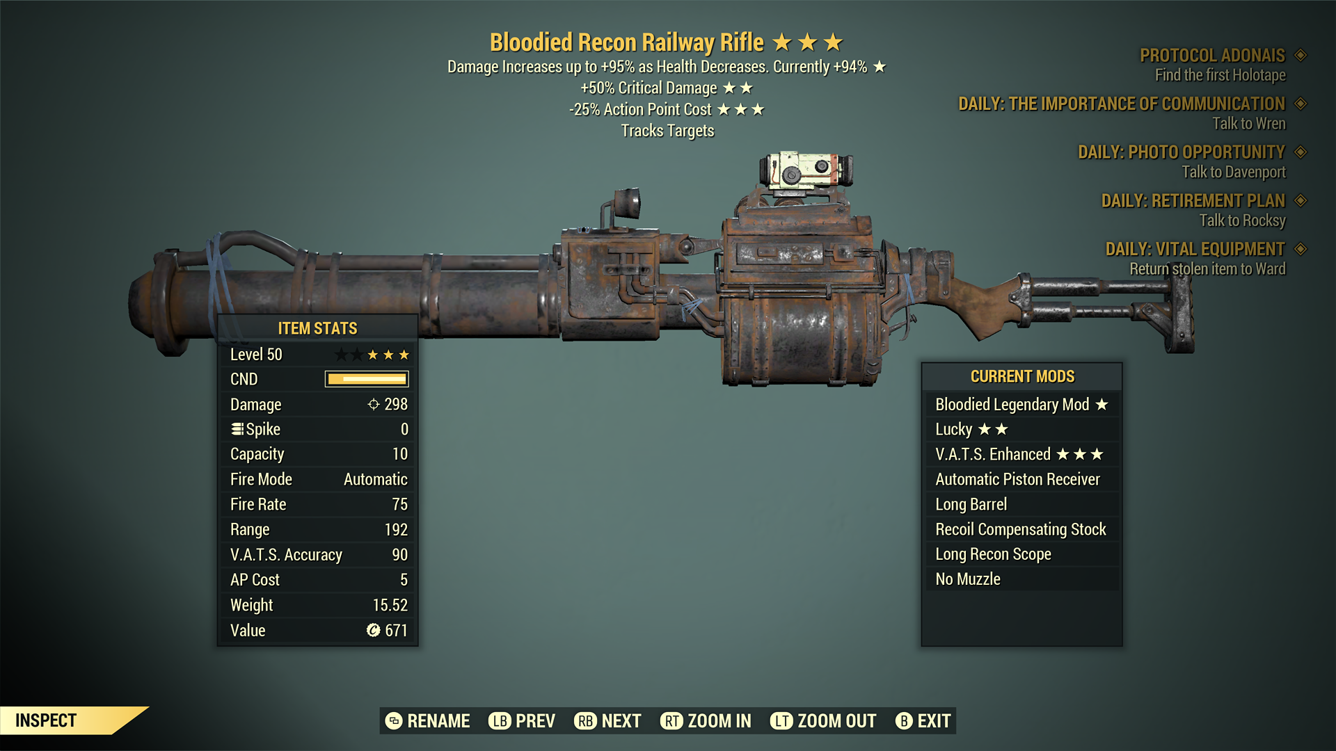Buy [XBOX] Bloodied Railway Rifle in FALLOUT 76 Items - Offer #256037852