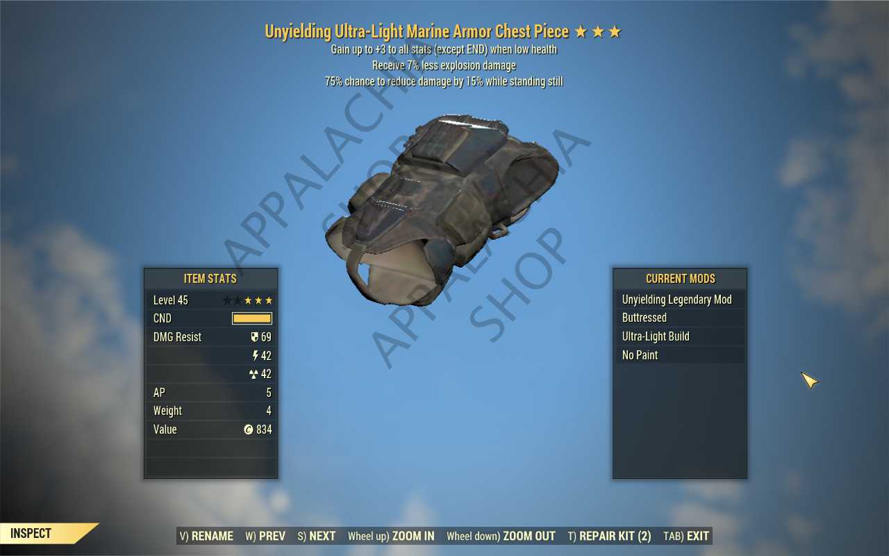 Buy [UNY EXPL SENT]Unyielding Sent in FALLOUT 76 Items - Offer #2629489902