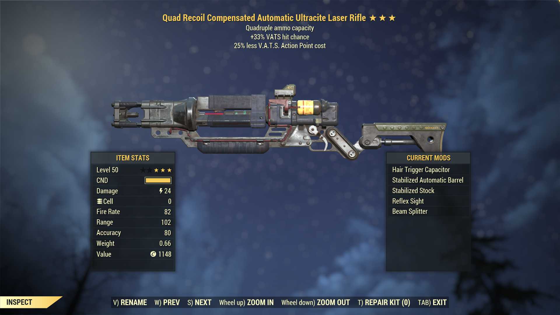 Buy Quad Ultracite Laser rifle (+5 in FALLOUT 76 Items - Offer #2328683357