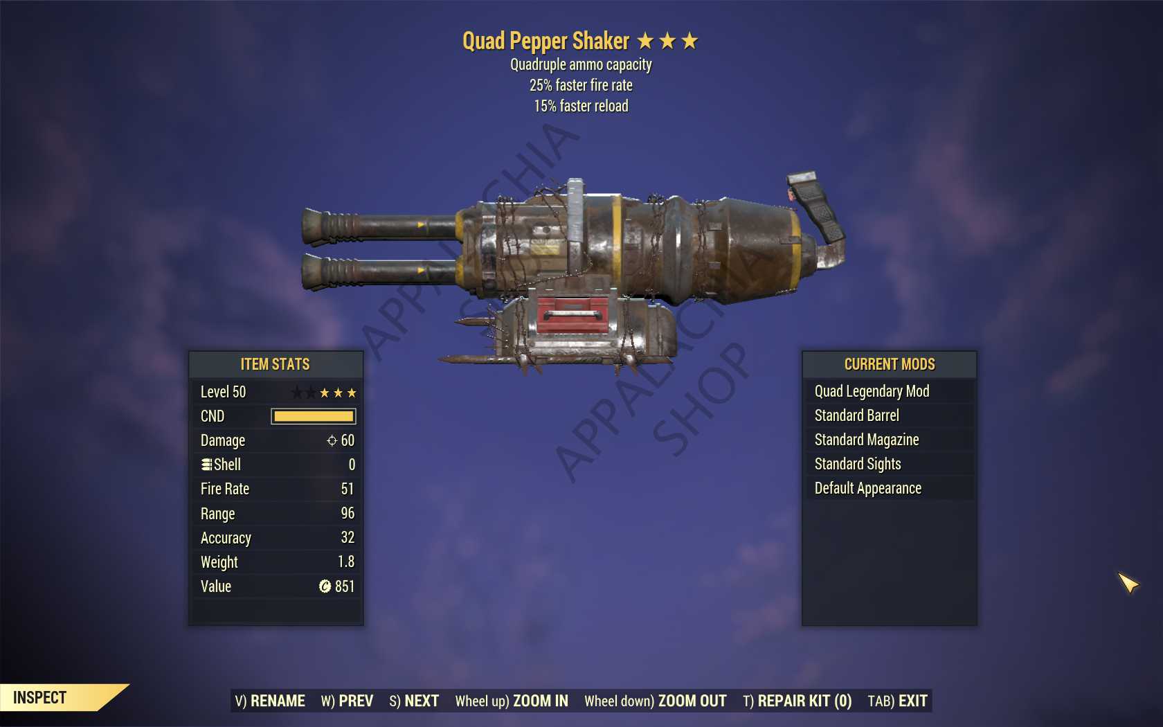Buy Quad Pepper Shaker (25 faster in FALLOUT 76 Items Offer 2327844597