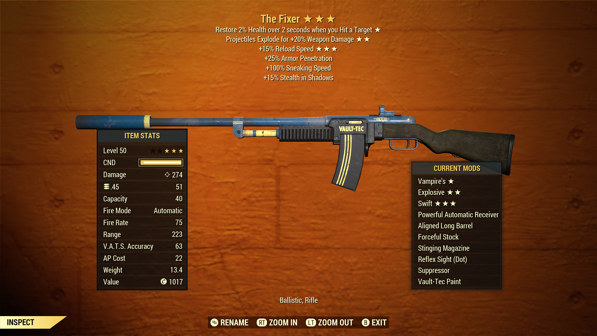 Buy [XBOX] Vampire's Explosive The in FALLOUT 76 Items - Offer #2629121225