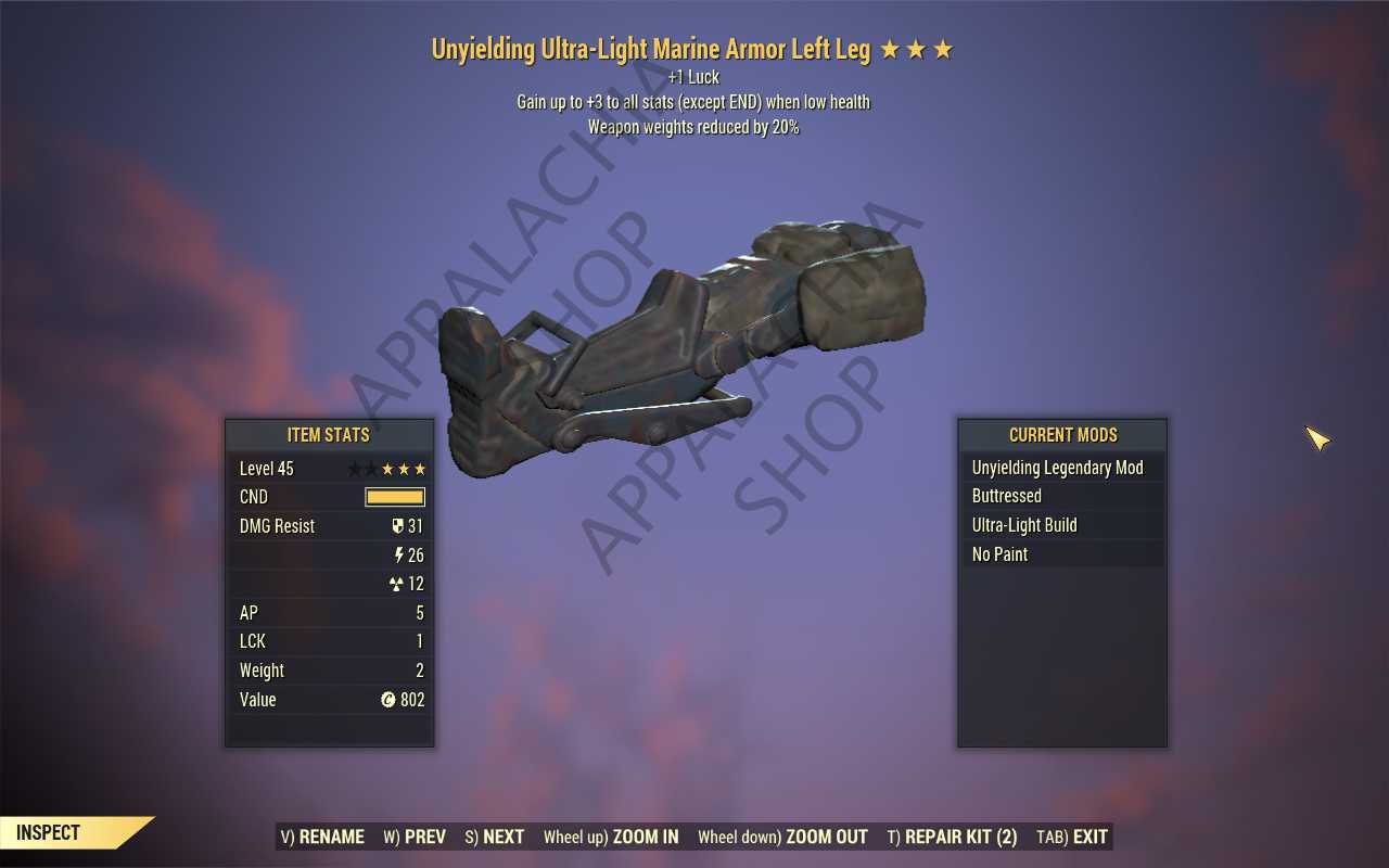 Buy [UNY LUCK WWR]Unyielding Weapo in FALLOUT 76 Items - Offer #2629595834