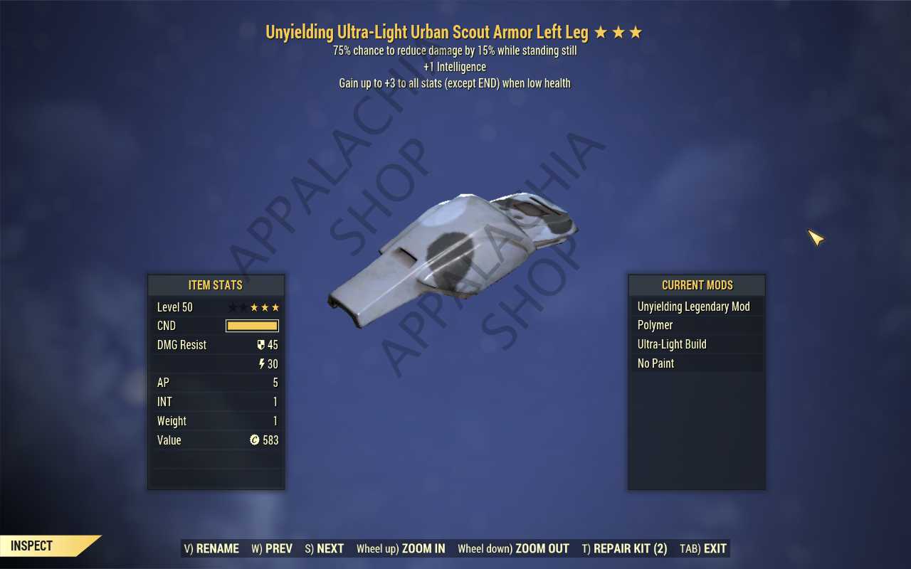Buy [UNY INT SENT]Unyielding Senti in FALLOUT 76 Items - Offer #2629725059