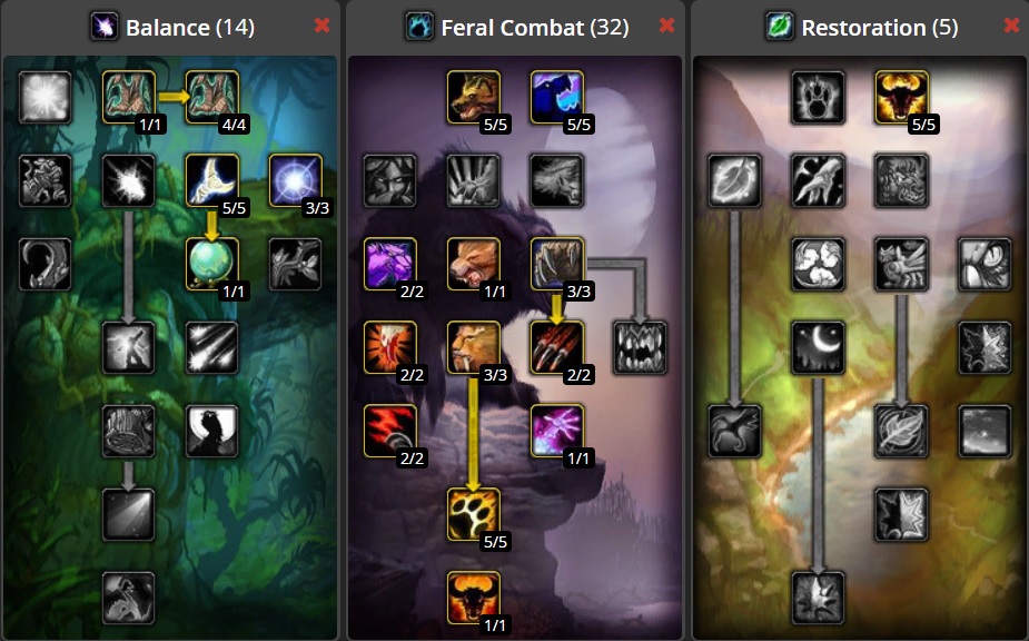 Talent allocation for DPS Feral Druid Build